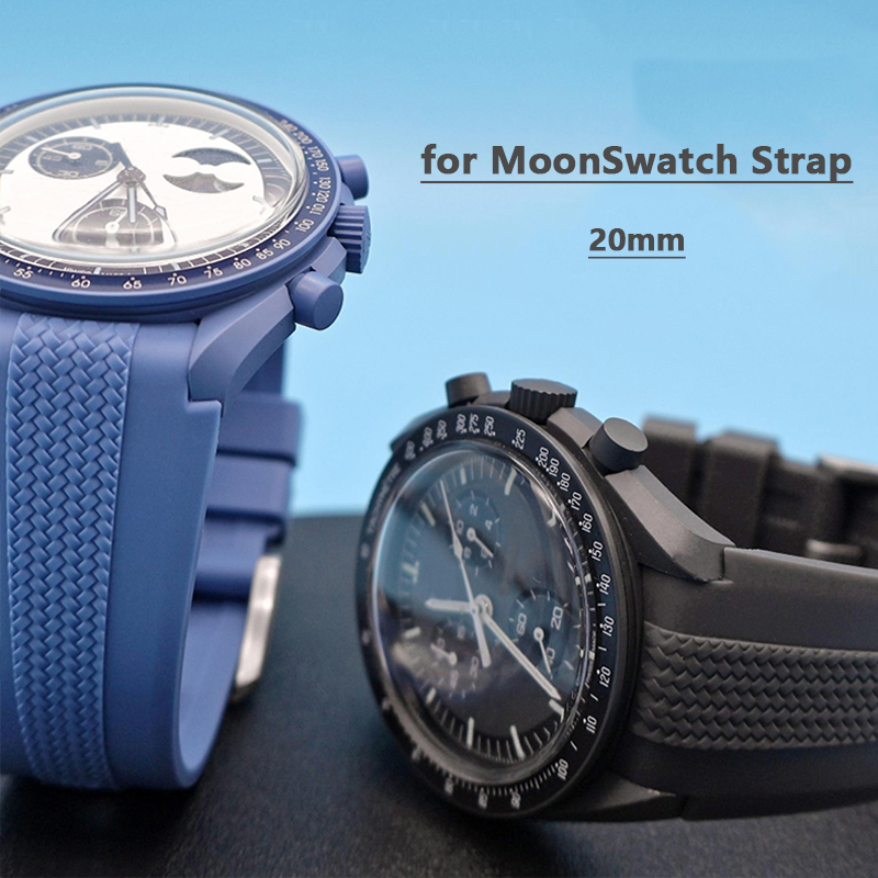 Omega Watch Speedmaster - クイックリリースシリコンスポーツウォッチバンド、スピードマスター用ブレスレット、男性用ラバーストラップ、湾曲した端、xオメガムーンウォッチ、20mm