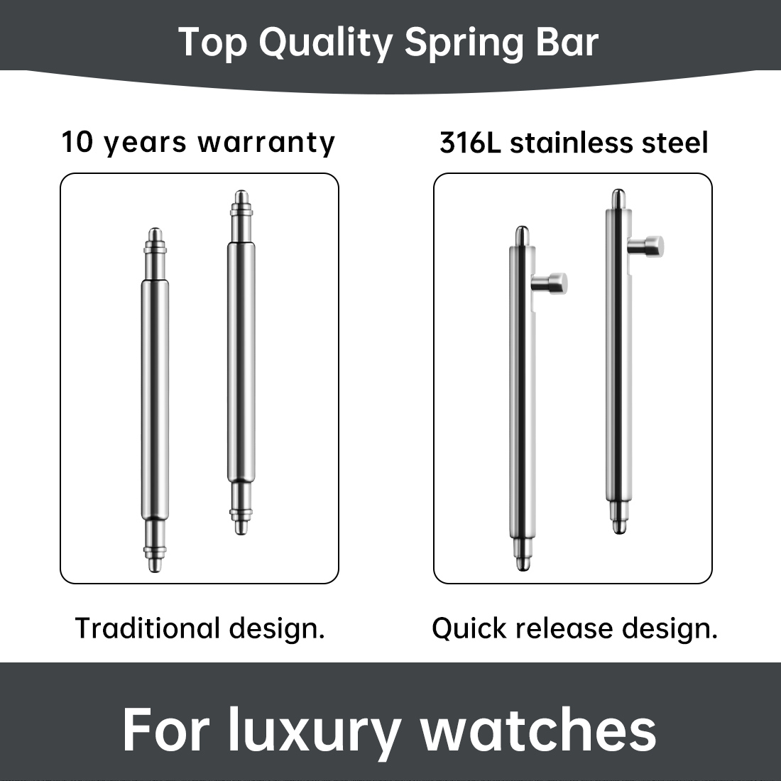 Leather Strap Quick Release - Maikes-スプリングバー付き時計ストラップ,316lステンレス鋼,クイックリリース,18mm, 20mm, 22mm