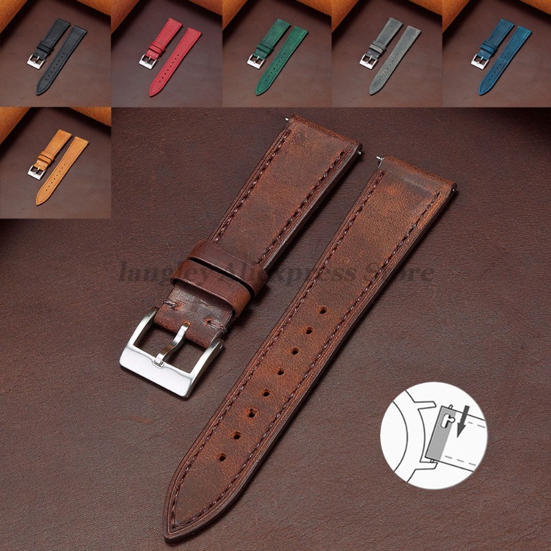 Leather Strap Quick Release - クイックリリースヴィンテージレトロ本革時計バンド 18 ミリメートル 19 ミリメートル 20
