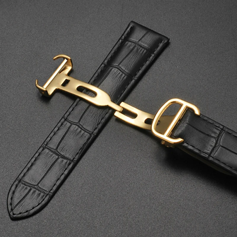 Cartier Watch Santos - 男性と女性のための竹の結び目パターンを備えた本革の時計バンド,ボタン留めの時計ストラップ,キー付き,18mm, 20mm, 22mm, 23mm