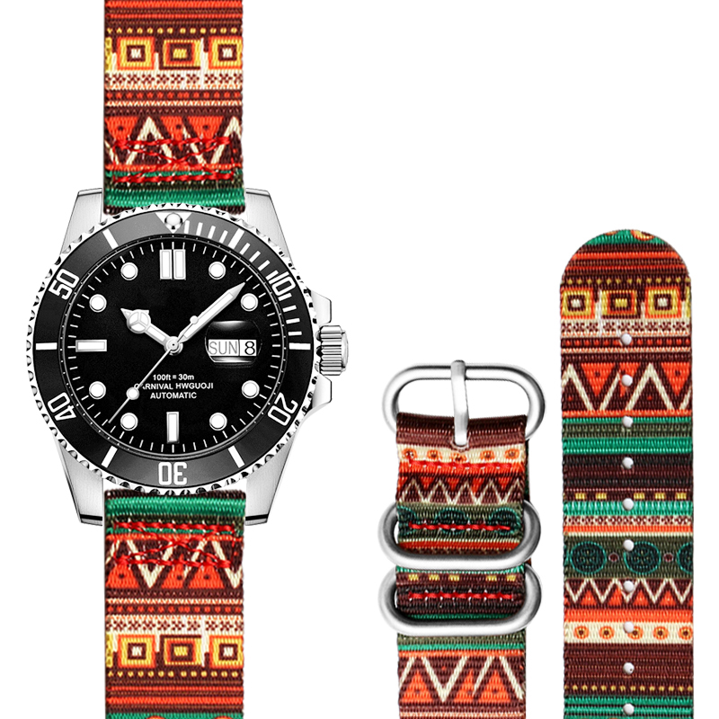 Nato Strap Nylon - 頑丈なナイロンウォッチバンド,レトロなステンレススチールストラップ,バックル付き,18mm,20mm,22mm,24mm