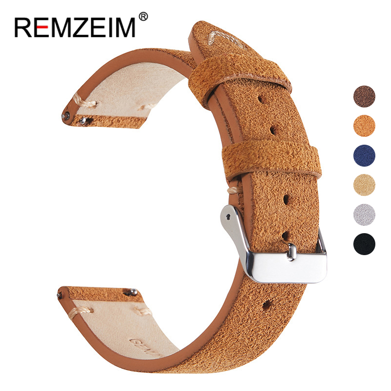 Suede Strap Watch - 手作りのソフトレザーウォッチ,クイックリリース,レトロスエードステッチ,18mm,20mm,22mm