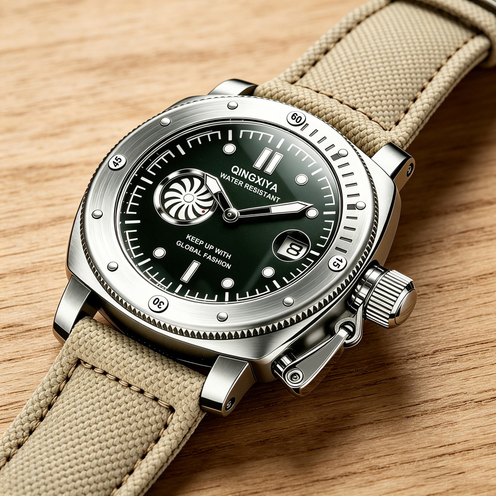 Canvas Strap Watch - クールなクリエイティブカーキキャンバスストラップクォーツ時計男性ホット販売クラシック人格ミリタリースタイル発光AAA男性時計時計