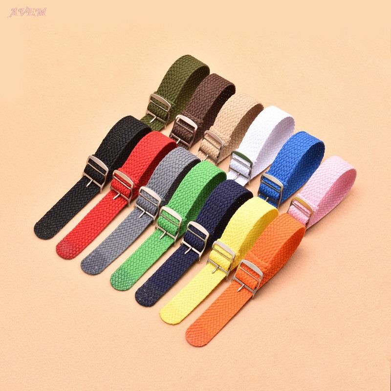 Perlon Strap Woven - カラフルなキャンバススポーツウォッチバンド,ナイロンウィーブストラップ,アクティビティブレスレット,ウォッチアクセサリー,14mm, 16mm, 18mm, 20mm, 22mm
