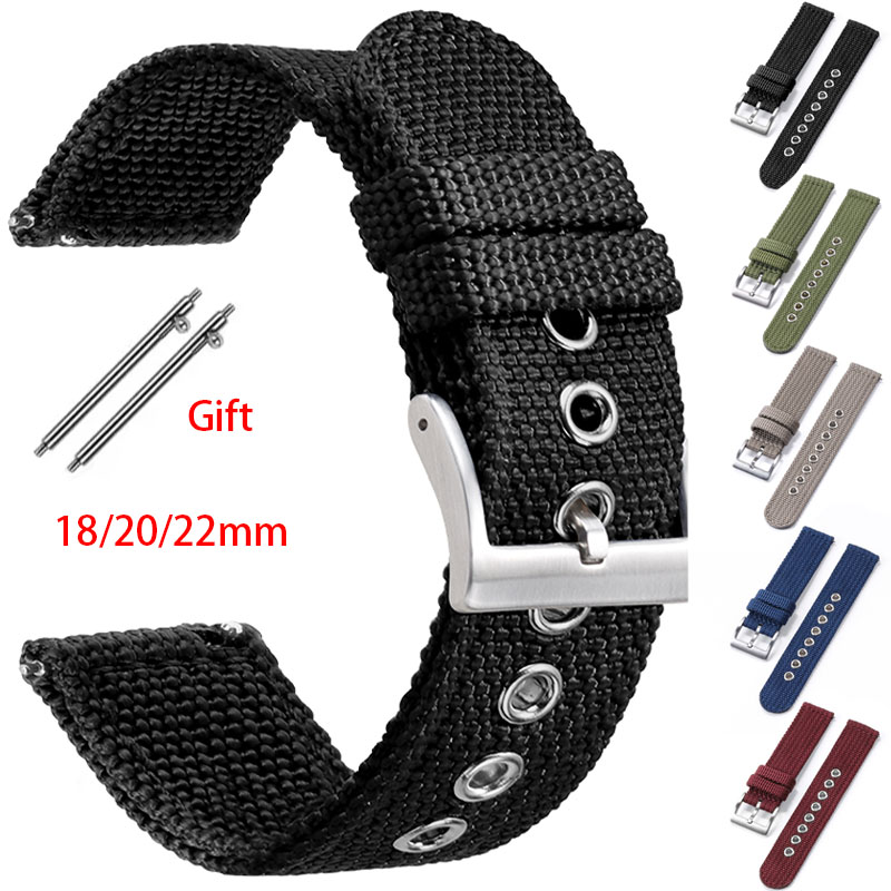 Nato Strap Nylon - ナイロンキャンバスリストバンド、快適な時計バンド、クイックリリース、ユニバーサル交換ブレスレット、スポーツバンド、ソフト、18mm、20mm、22mm