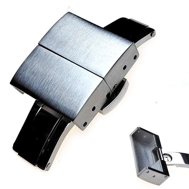 Butterfly Clasp Deployant - バタフライウォッチバックル,ステンレススチールバックル,ダブルプレス,折りたたみ式,シリコンストラップの交換,16mm, 18mm, 20mm, 22mm
