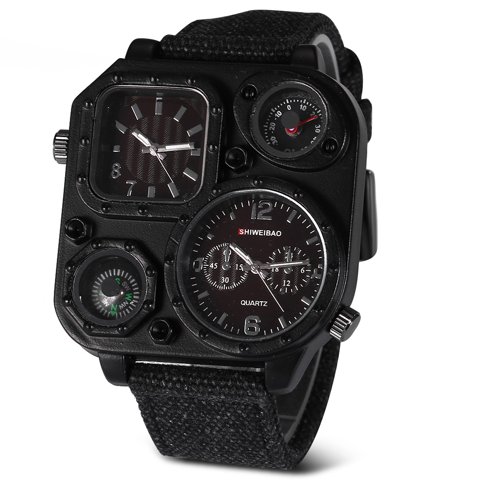 Canvas Strap Watch - クォーツメンズウォッチトップブランドの高級キャンバスストラップスポーツ腕時計男性用daul回軍事レロジオmasculino石英腕時計