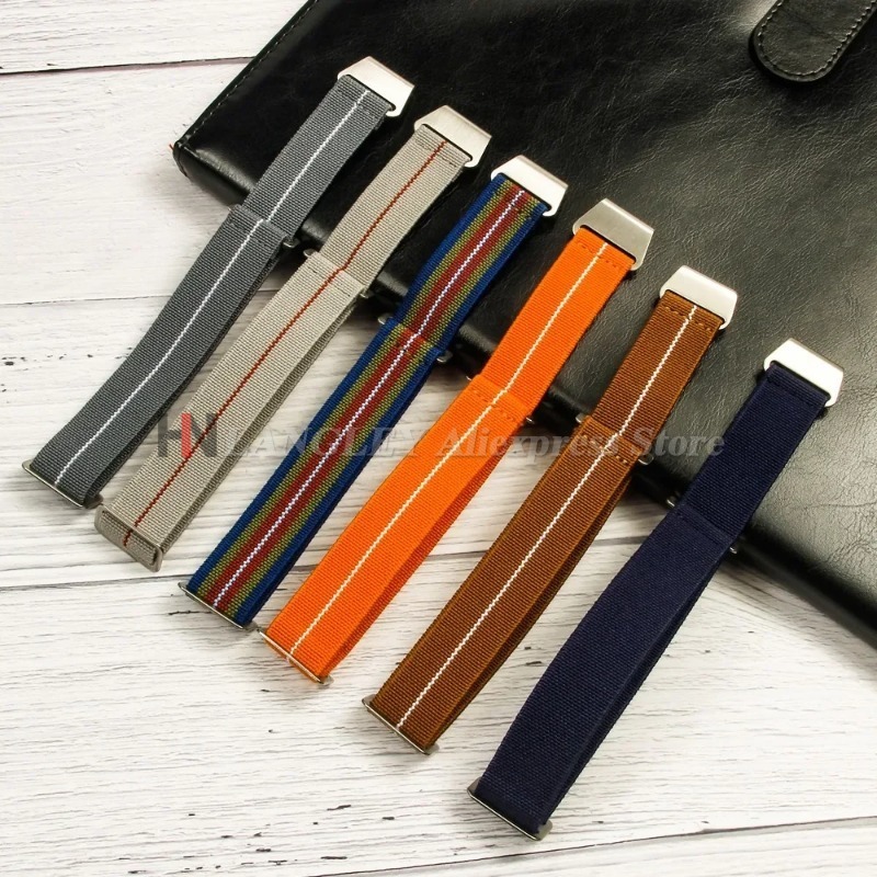 Parachute Strap Elastic - セイコー、オメガ、チューダースポーツブレスレット用伸縮性ナイロン製時計バンド 18mm 20mm 22mm Huawei Watch