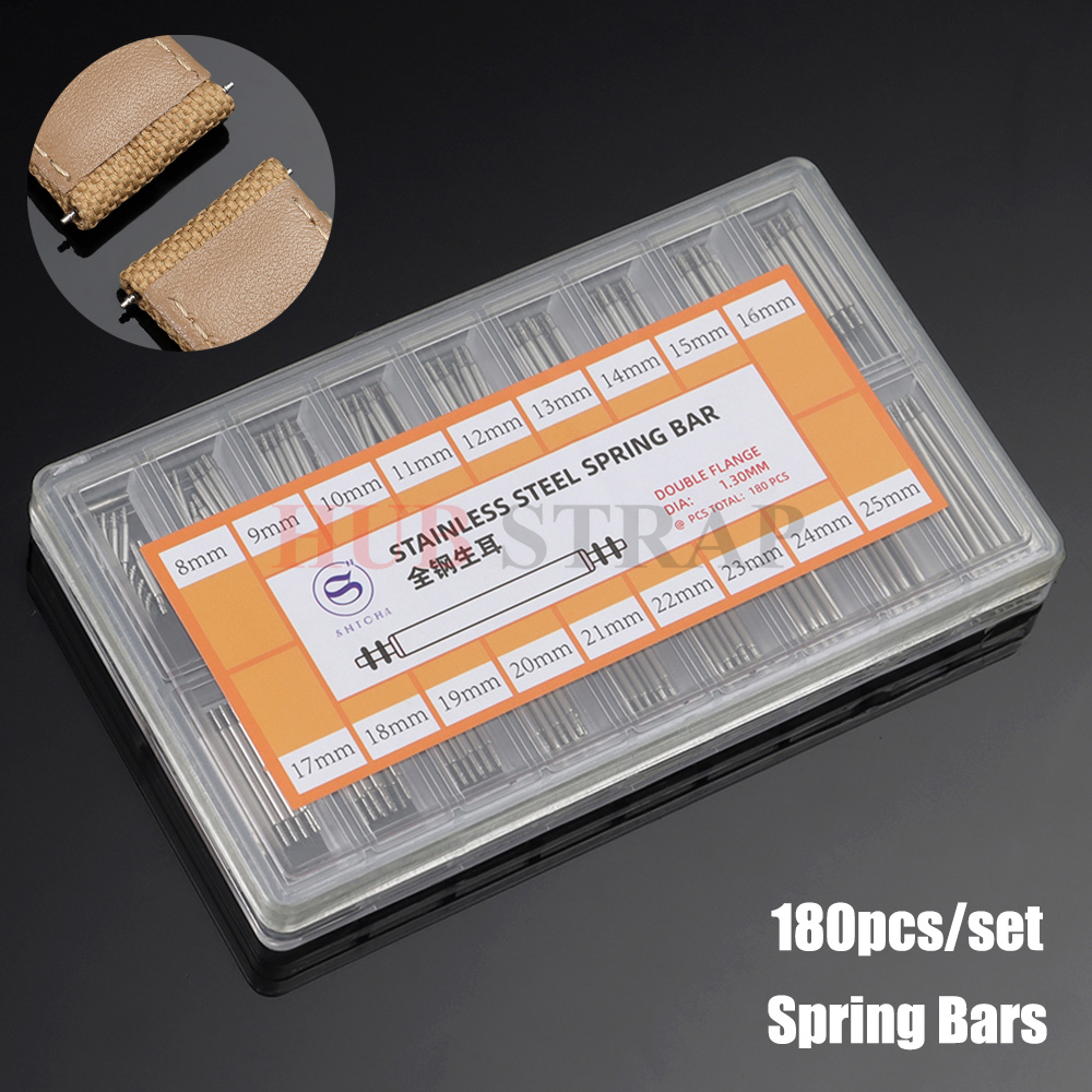 Spring Bar Tool Set - 180 ピース/セットステンレス鋼 1.3 ミリメートルスプリングバー 8 ミリメートル-25