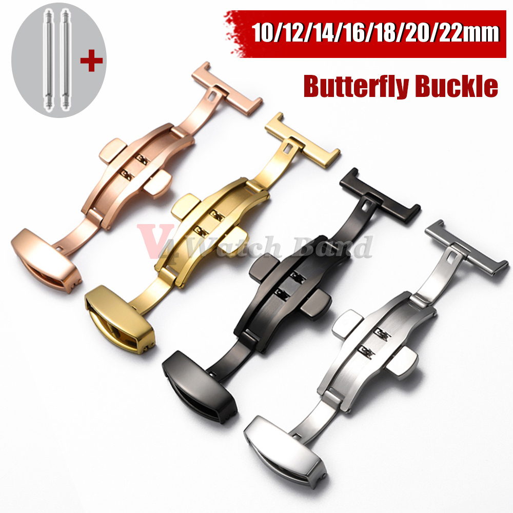 Butterfly Clasp Deployant - ステンレス鋼製クラスプストラップ 腕時計バンド用 18mm 20mm 22mm デプロイメントバタフライバックル