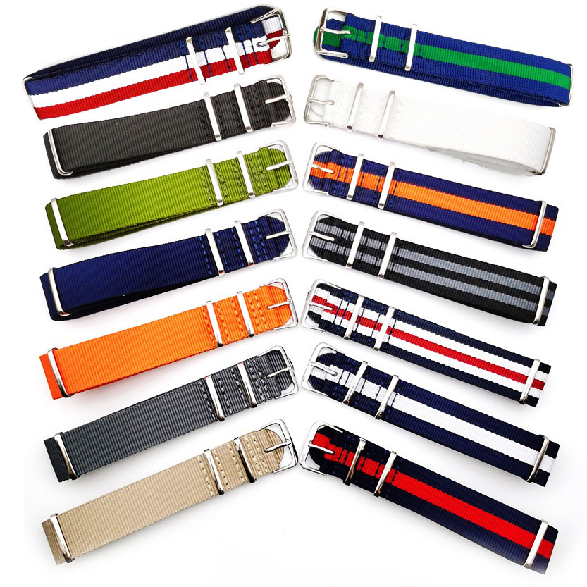 Canvas Strap Watch - キャンバスバンドナイロン時計ストラップ時計バンドベルト金属バックル軍スポーツ時計バンドメンズ 18 ミリメートル 20 ミリメートル 22