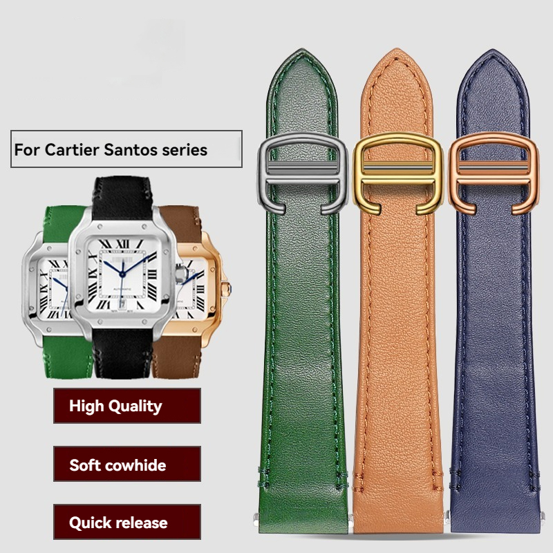 Cartier Watch Santos - 19 ミリメートル 21 ミリメートル革時計バンドカルティエサントス用クイックリリース新しい時計ストラップ WSSA0009 WSSA0010