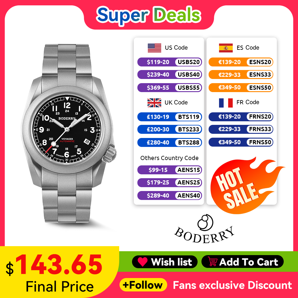 Seiko Watch 5 Sports - Boderry ボイジャーフィールドウォッチチタン自動ダイブ腕時計 100 メートル防水チタンブレスレットセイコームーブメント腕時計メンズ