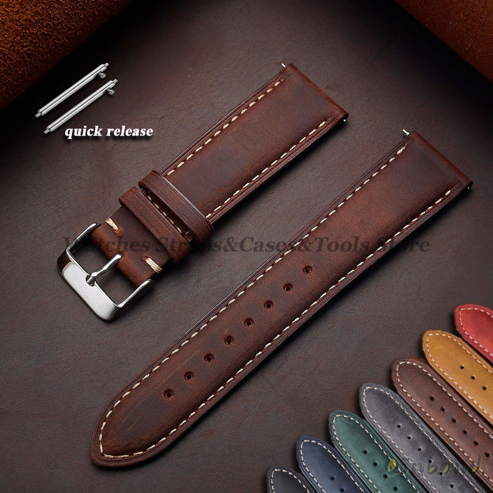 Leather Strap Quick Release - ヴィンテージ牛革時計ストラップ 14 ミリメートル 16 ミリメートル 18