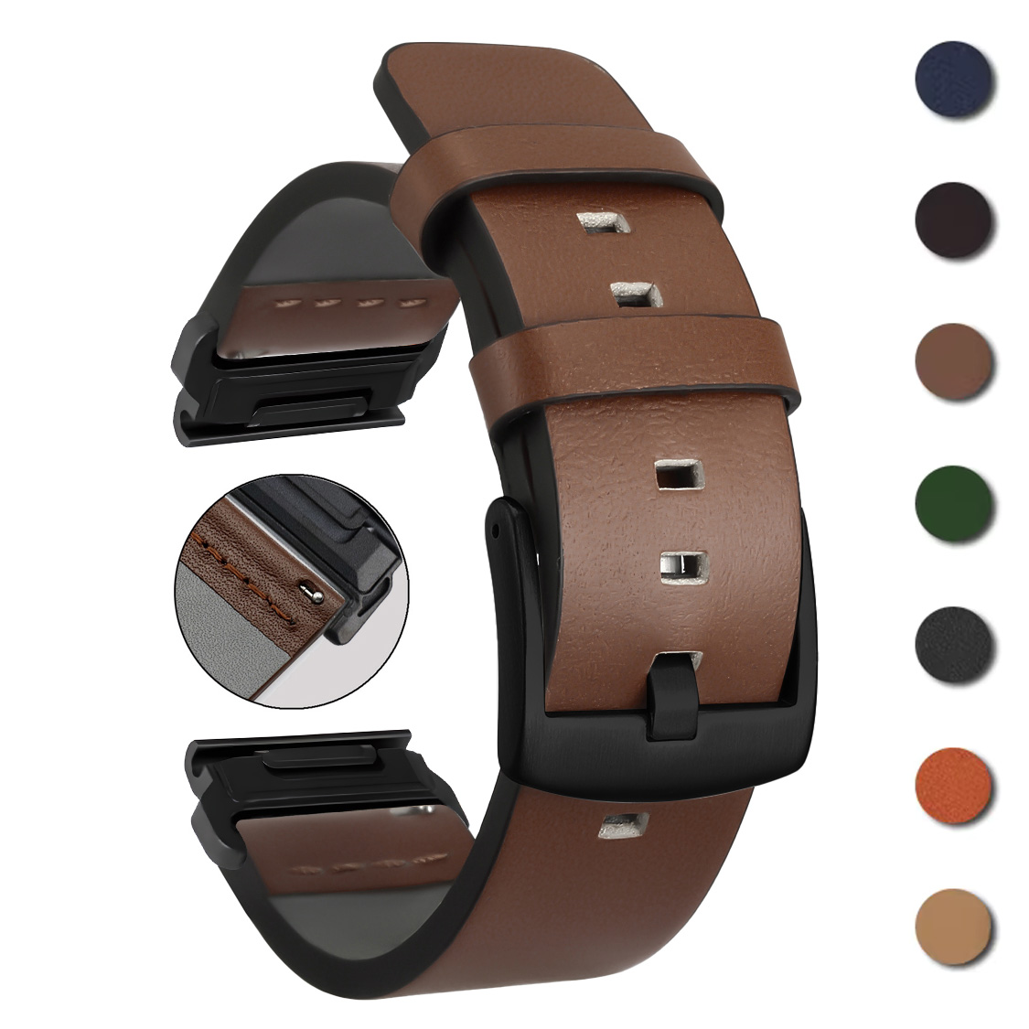 Leather Strap Quick Release - 26 ミリメートル 22 ミリメートルクイックフィットストラップガーミンフェニックス 8 E
