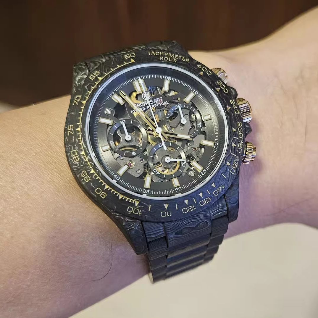 Canvas Strap Watch - CRONUSART メンズ クロノグラフ ウォッチ 自動機械式腕時計 カーボンファイバーケース