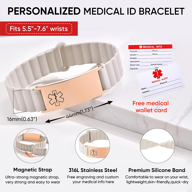 カスタム医療IDブレスレット メンズ レディース カスタム刻 - Silicone Band Women のレビューと価格