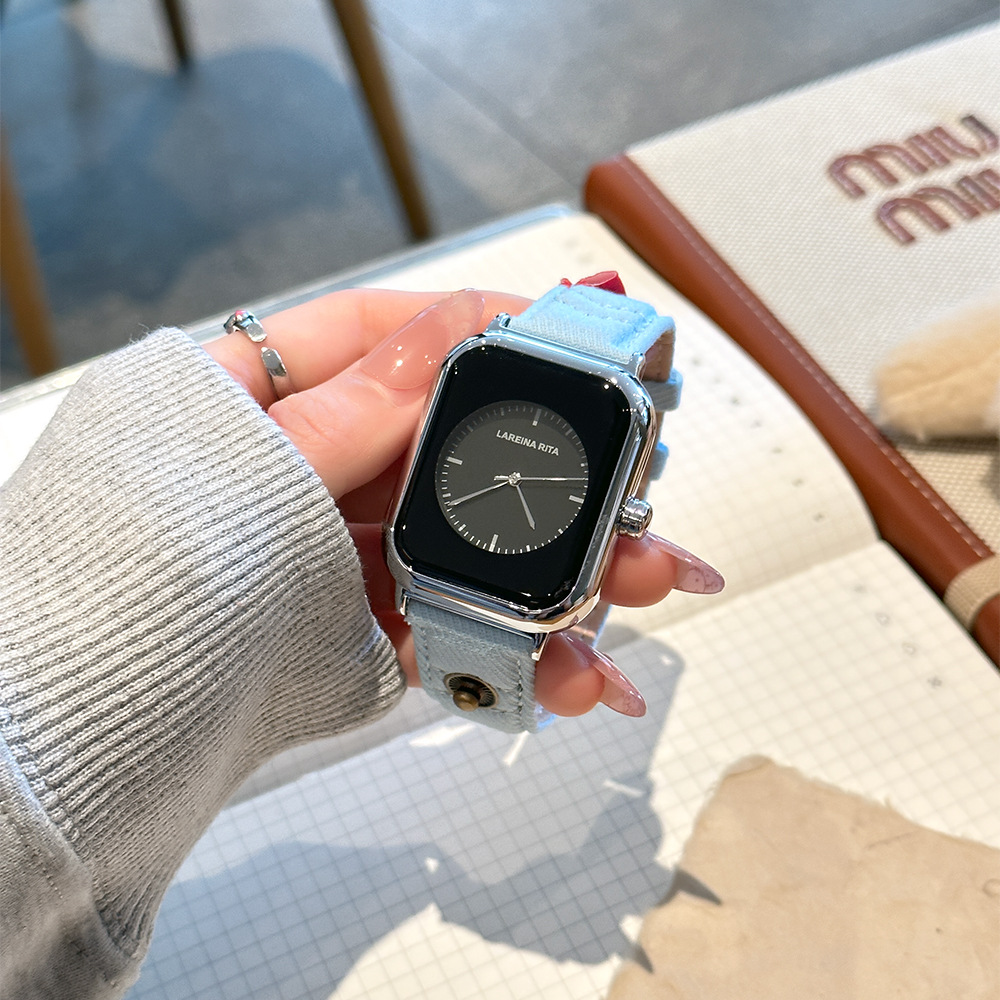 新しいスタイリッシュなスクエアウォッチ、デニムキャンバススト - Canvas Strap Watch のレビューと価格