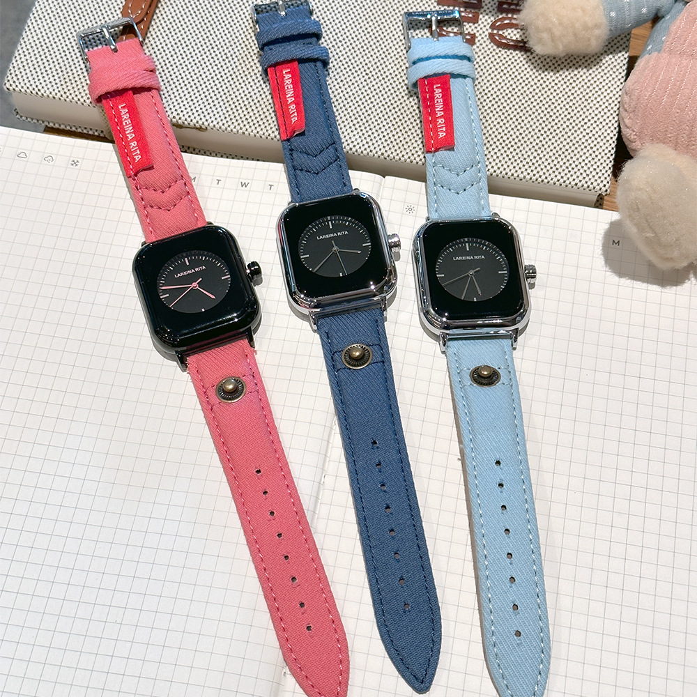 新しいスタイリッシュなスクエアウォッチ、デニムキャンバススト - Canvas Strap Watch のレビューと価格