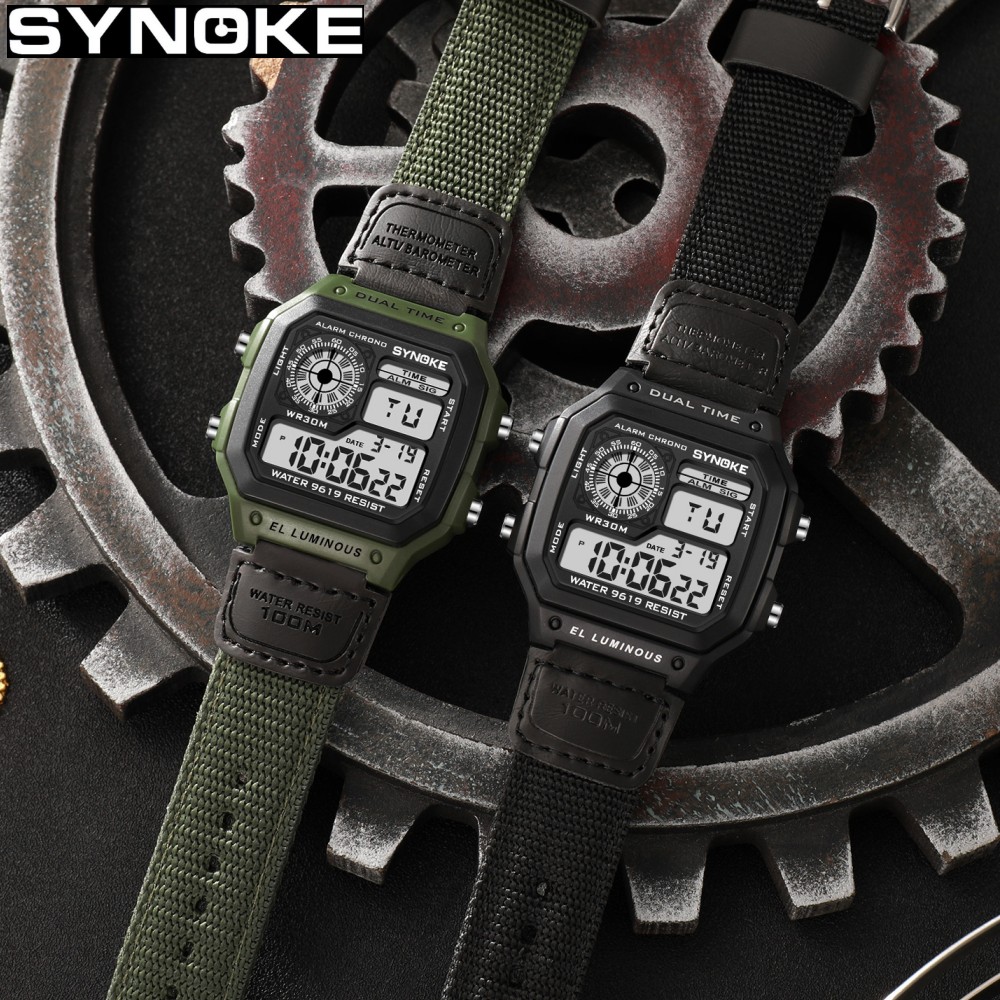 Synoke 屋外軍事デジタル腕時計男性ファッションレトロナ - Canvas Strap Watch のレビューと価格