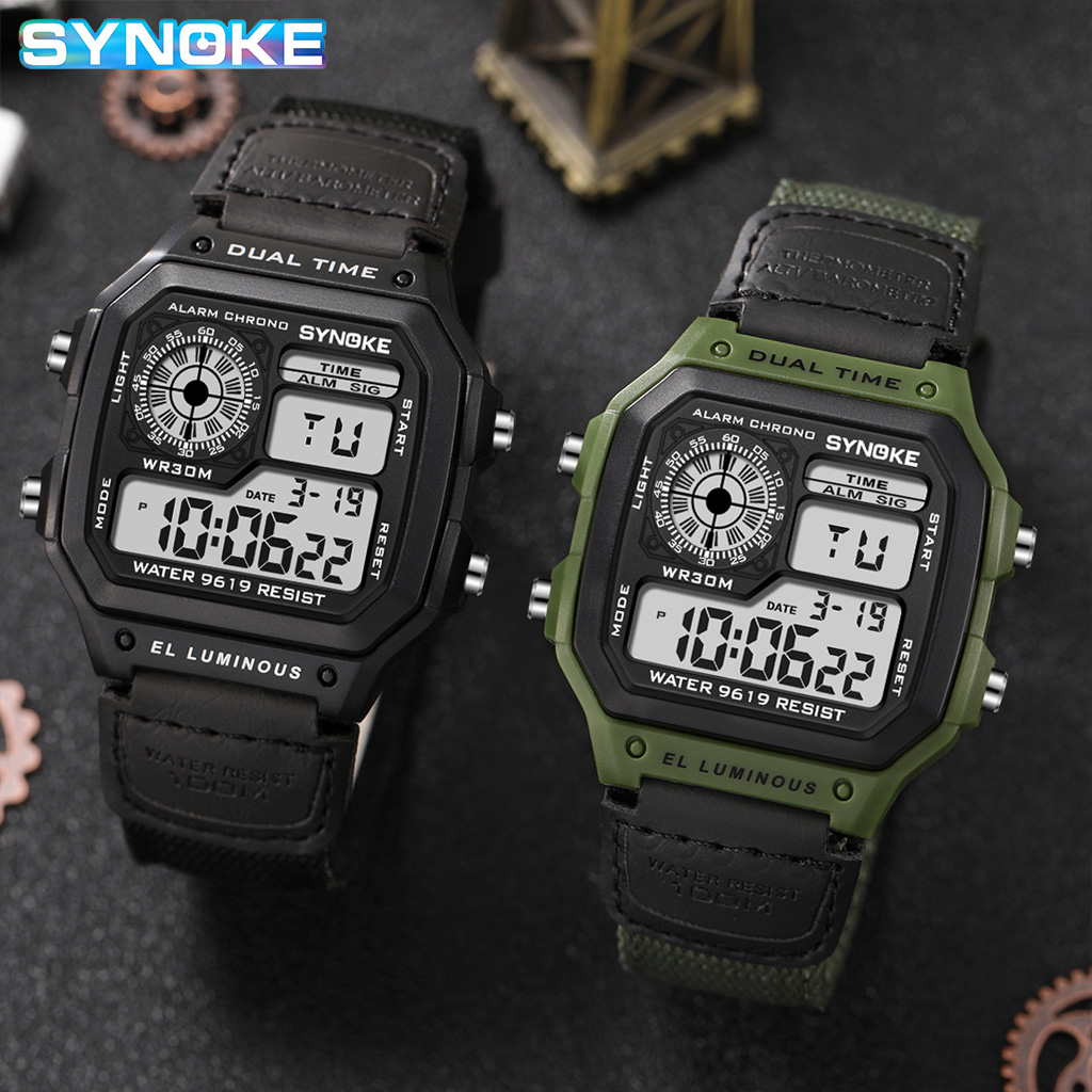 Synoke 屋外軍事デジタル腕時計男性ファッションレトロナ - Canvas Strap Watch のレビューと価格