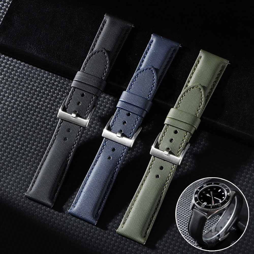 プレミアム帆布時計バンド ブランパン用 オメガストラップ用  - Canvas Strap Watch のレビューと価格