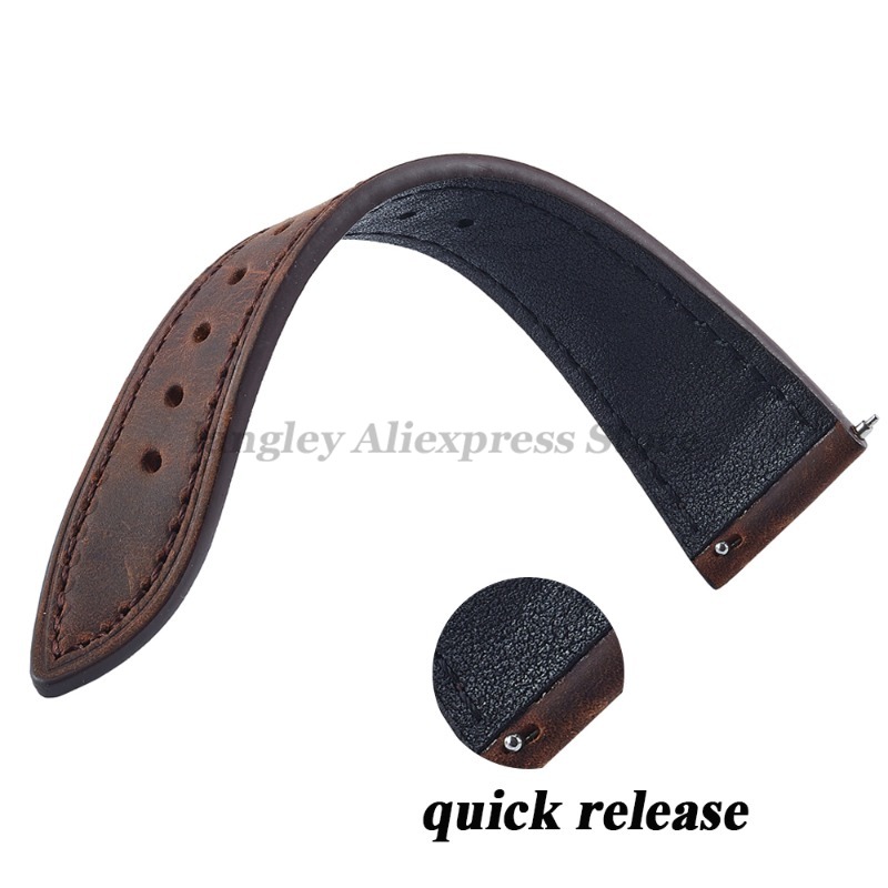 クイックリリースヴィンテージレトロ本革時計バンド 18 ミリ - Leather Strap Quick Release のレビューと価格
