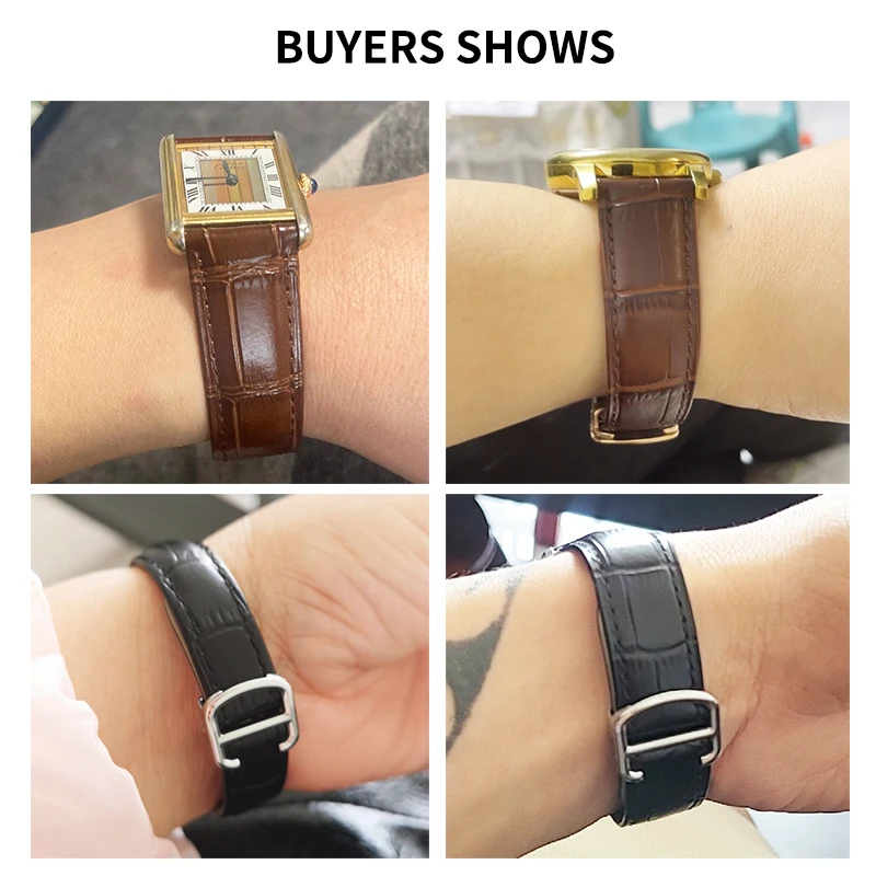男性と女性のための竹の結び目パターンを備えた本革の時計バンド - Cartier Watch Santos のレビューと価格