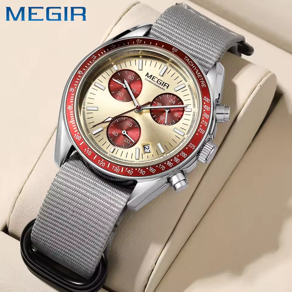 MEGIR 2247 メンズ高級クォーツ腕時計 キャンバス織 - Canvas Strap Watch のレビューと価格
