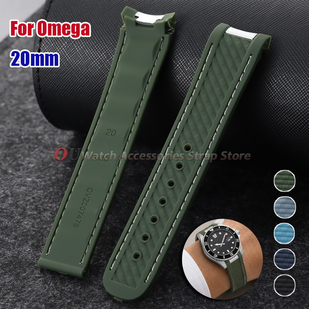 カーブエンドシリコン製時計ストラップ 20mm オメガ シー - Omega Watch Seamaster のレビューと価格