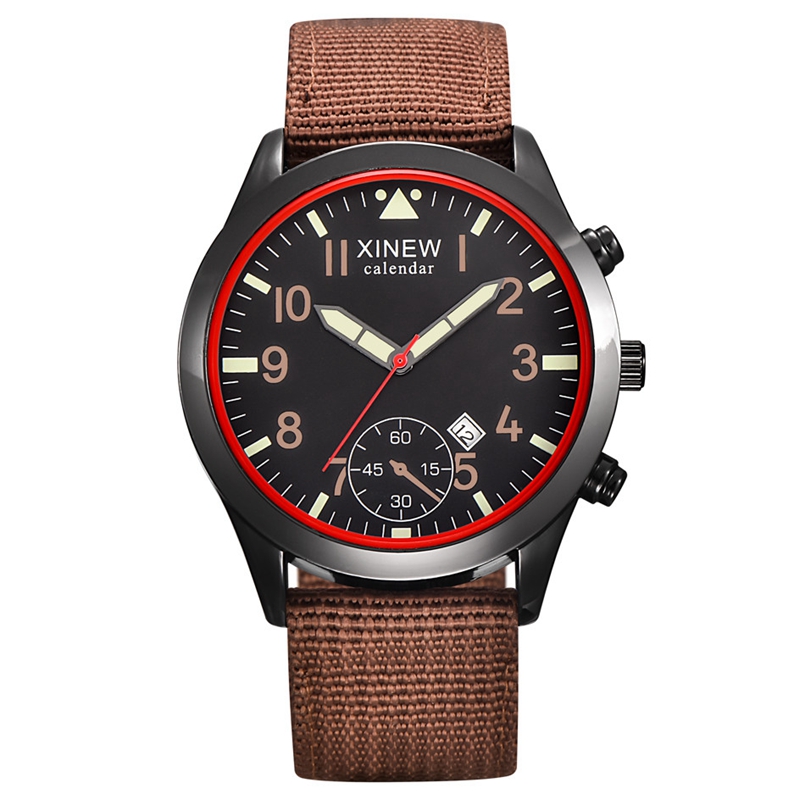 2020 xinew-メンズウォッチ,ミリタリー腕時計,発光 - Canvas Strap Watch のレビューと価格