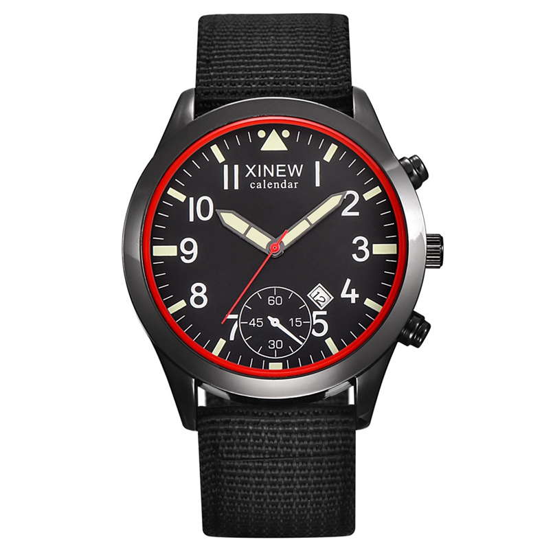 2020 xinew-メンズウォッチ,ミリタリー腕時計,発光 - Canvas Strap Watch のレビューと価格