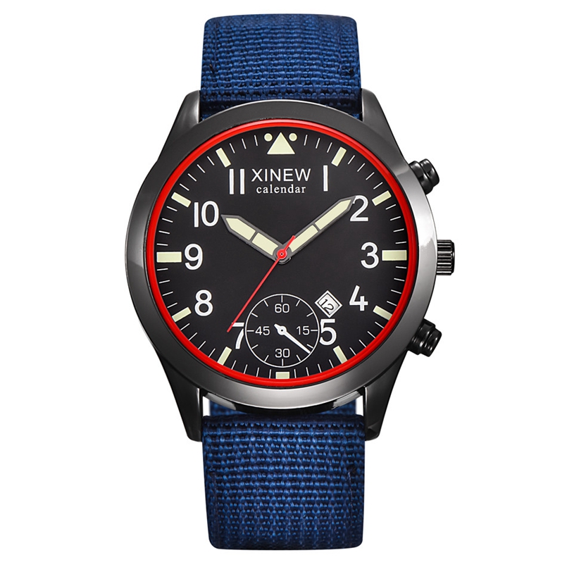 2020 xinew-メンズウォッチ,ミリタリー腕時計,発光 - Canvas Strap Watch のレビューと価格