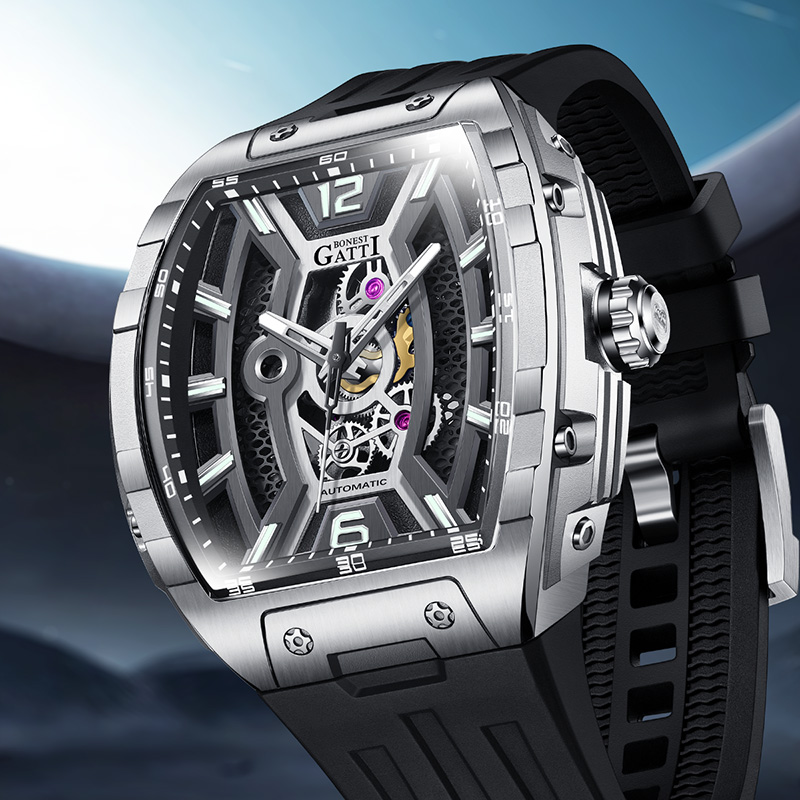 BONEST GATTI ドイツ製 自動巻き スケルトン 夜 - Rubber Strap Diver のレビューと価格