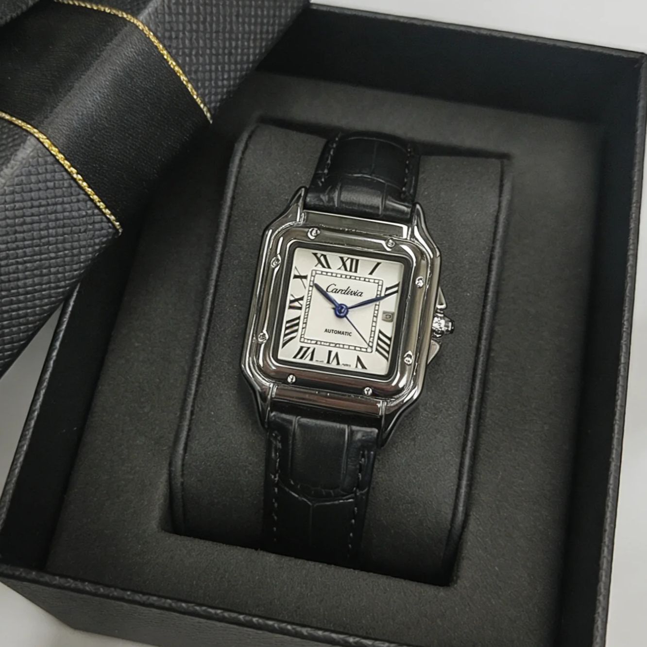 レトロスクエアレディースクォーツ時計、ローマ数字文字盤、ブラ - Cartier Watch Santos のレビューと価格