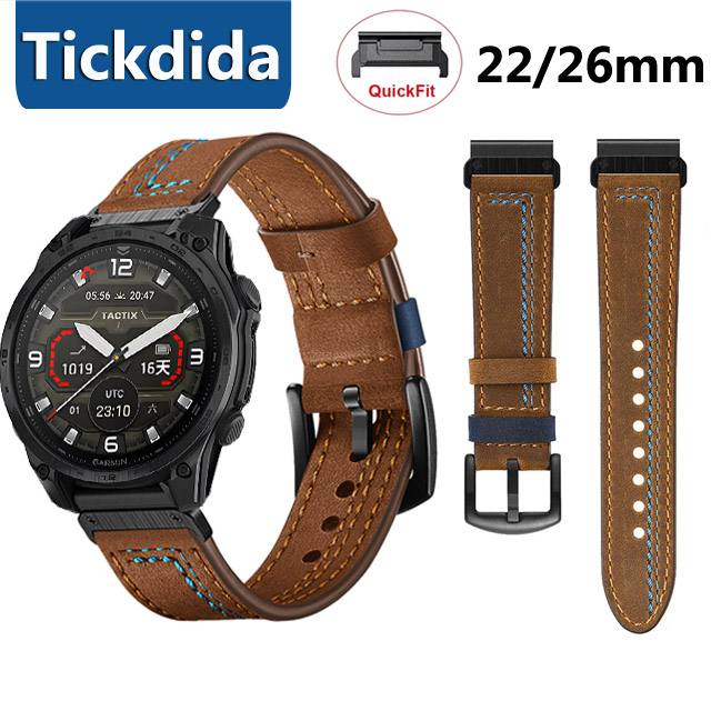 22 ミリメートル 26 ミリメートル本革ストラップガーミン - Leather Strap Quick Release のレビューと価格