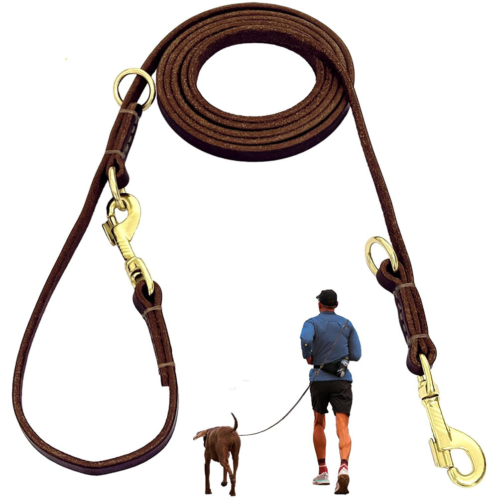 多機能レザー犬用リード、ハンズフリー犬用ランニングリーシュ、 - Leather Strap Quick Release のレビューと価格