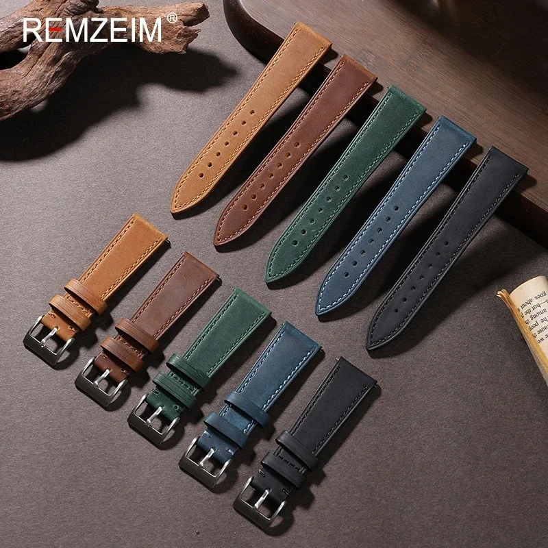 クレイジーホース-クイックリリースレザーウォッチストラップ、 - Leather Strap Quick Release のレビューと価格