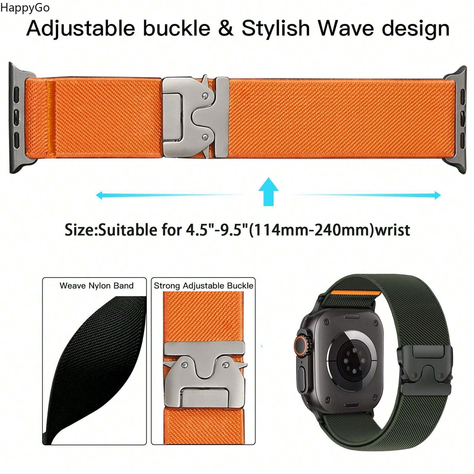 幅広で伸縮性のあるナイロン製リストストラップ、パラシュートバ - Parachute Strap Elastic のレビューと価格