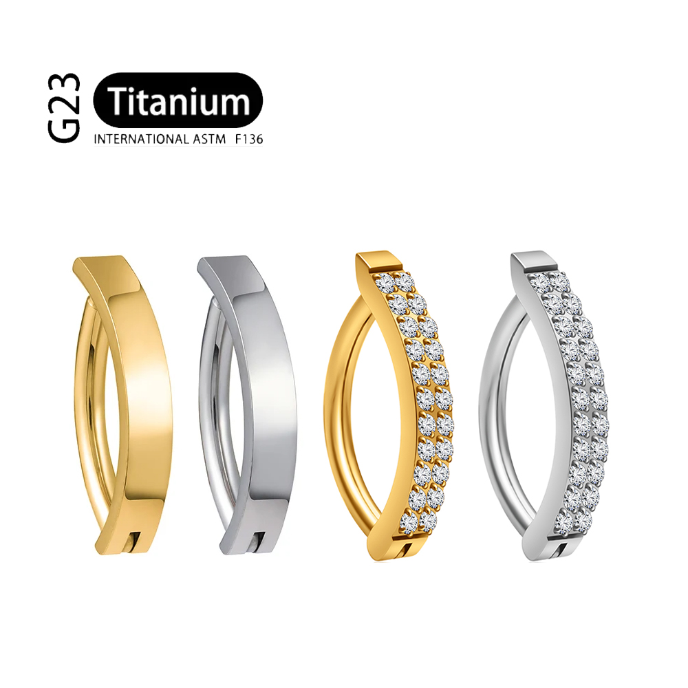 G23チタンピアス 14G ダブルロー CZ ベリーボタンリ - Curved Spring Bar のレビューと価格