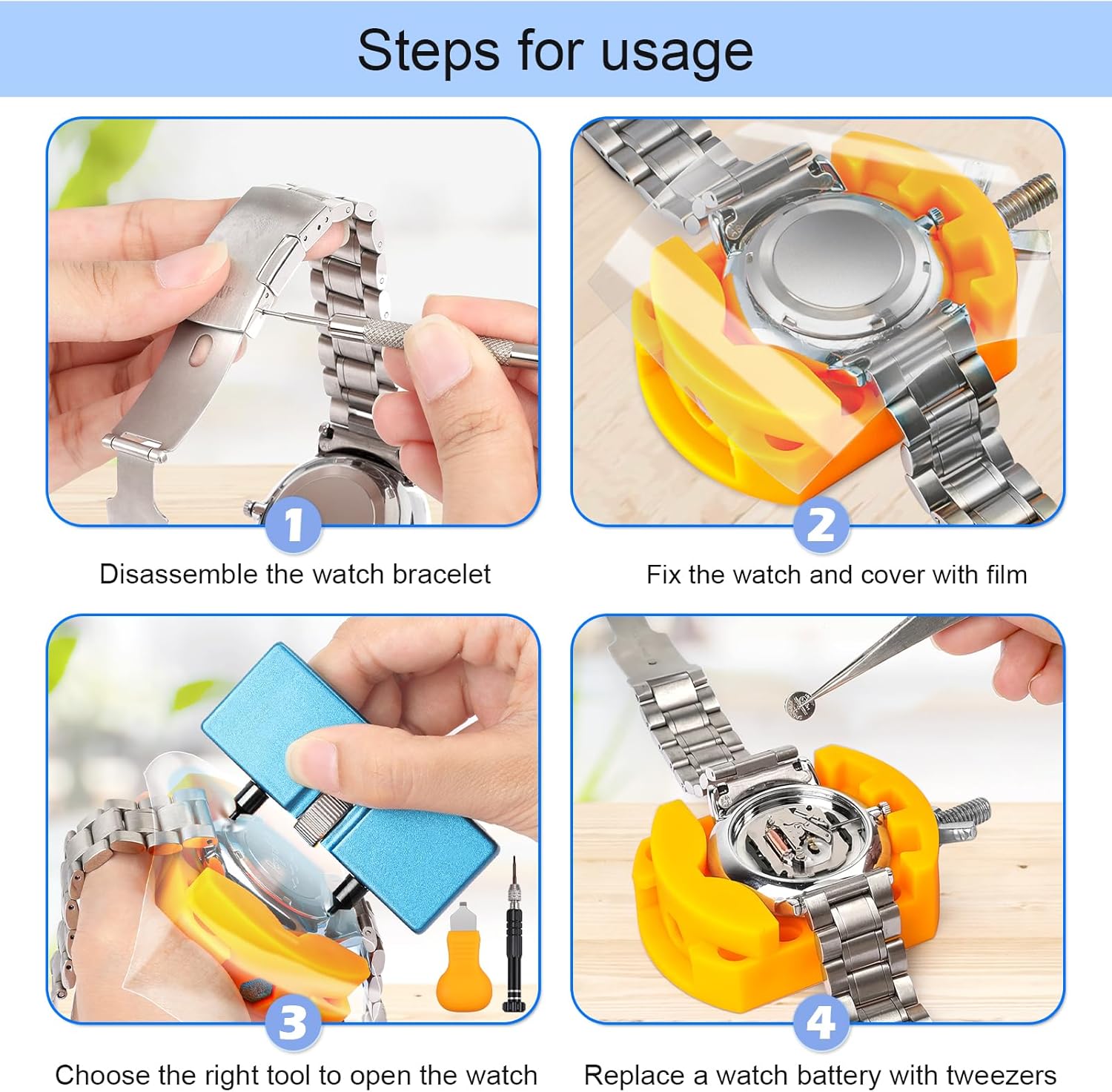 時計バッテリー交換キット,ドライバー,時計ケース,栓抜き,ス - Spring Bar Tool Set のレビューと価格