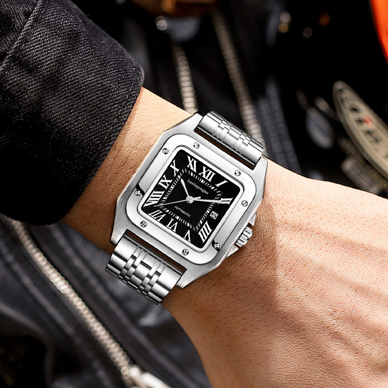 男性用の高級高級スクエア自動機械式時計、中空バタフライクラス - Cartier Watch Tank のレビューと価格