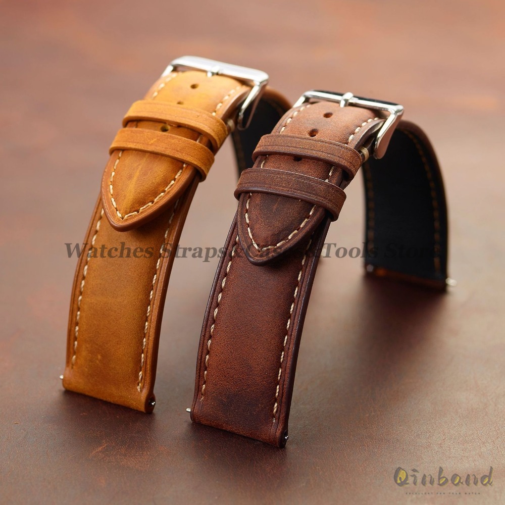 ヴィンテージ牛革時計ストラップ 14 ミリメートル 16 ミ - Leather Strap Quick Release のレビューと価格