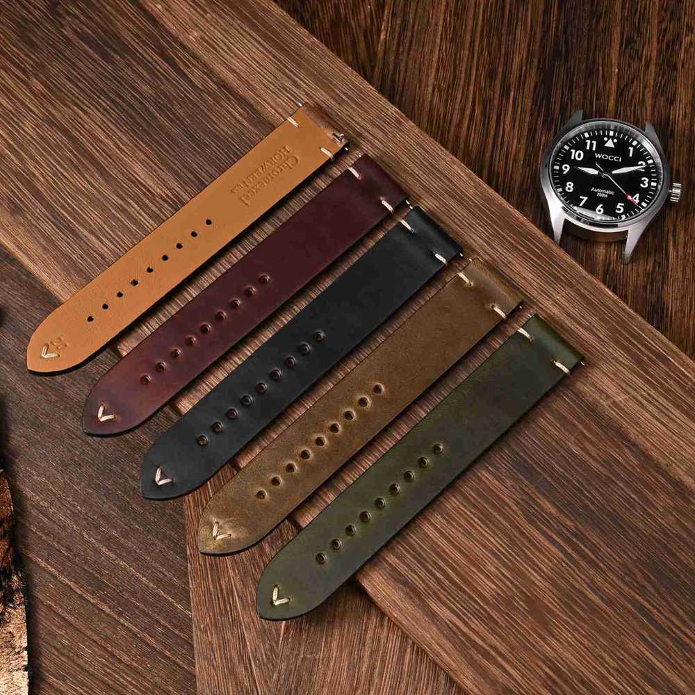 Wocci-オイルワックスレザー時計ストラップ、調節可能な時 - Leather Strap Quick Release のレビューと価格